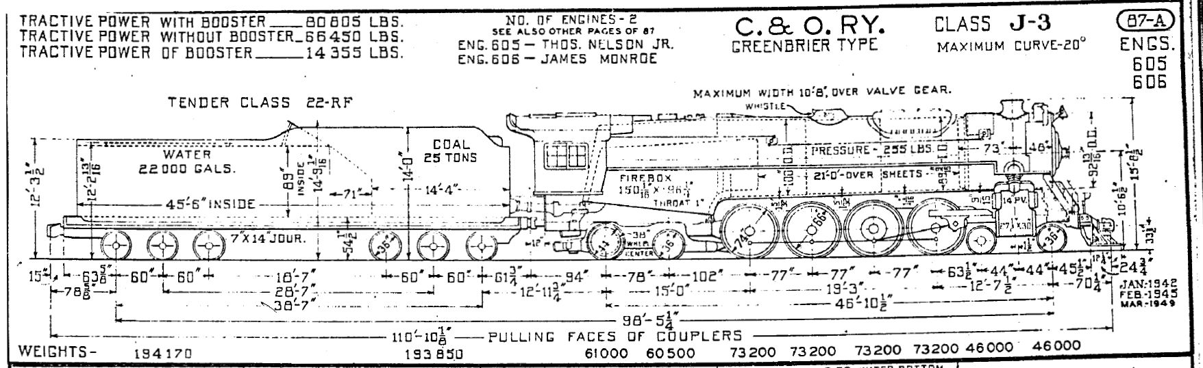 Drawing from the 1947 C&O diagram book