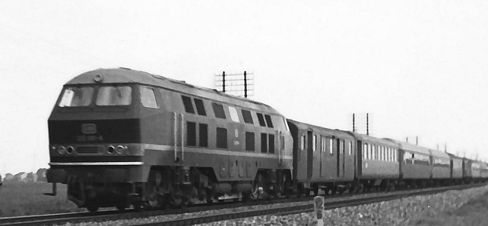 232 001 in 1968 west of Munich-Aubing with an express train