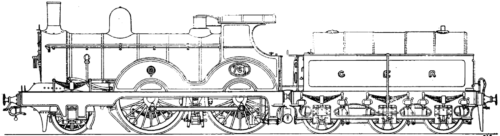 Schematic drawing of the original version with an oil tender