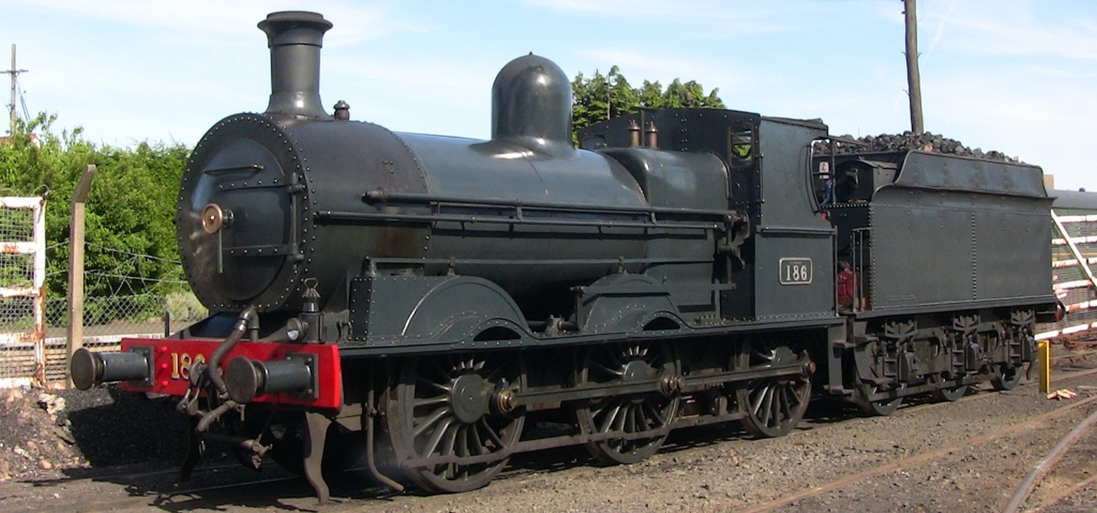 No. 186 with Belpaire firebox and superheater in June 2010 at Whitehead, Antrim
