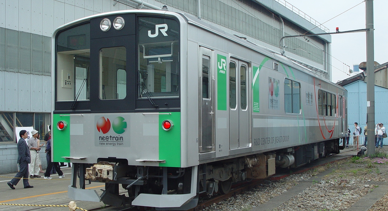 KiYa E991-1 hybrid diesel railcar at the Omiya depot