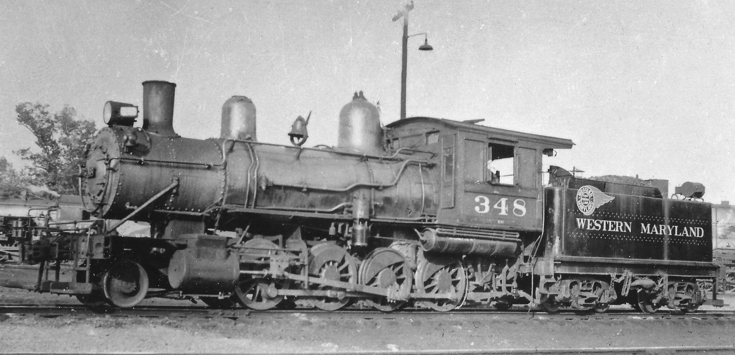 H-3c No. 348 with the Western Maryland Fireball in September 1952 at Elkins, West Virginia