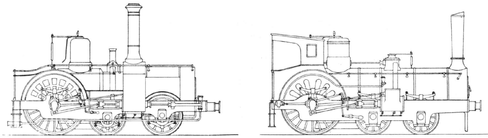 Comparison of the first design with a chimney located to the rear and the fourth series from 1863